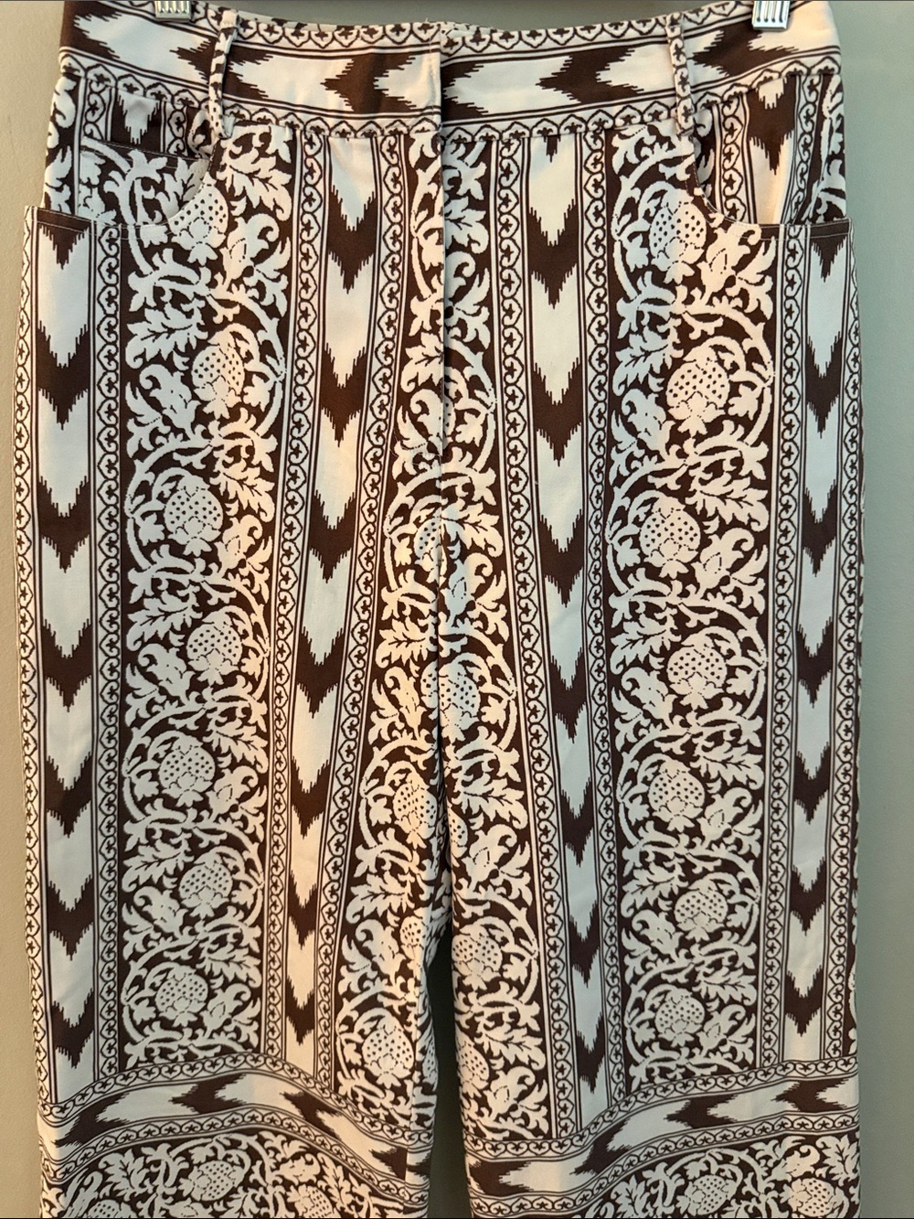 Julia Amory Babe Pant Island Ikat Printed Wide-Leg Pants - Brown & Cream Small - Picture 4 of 12